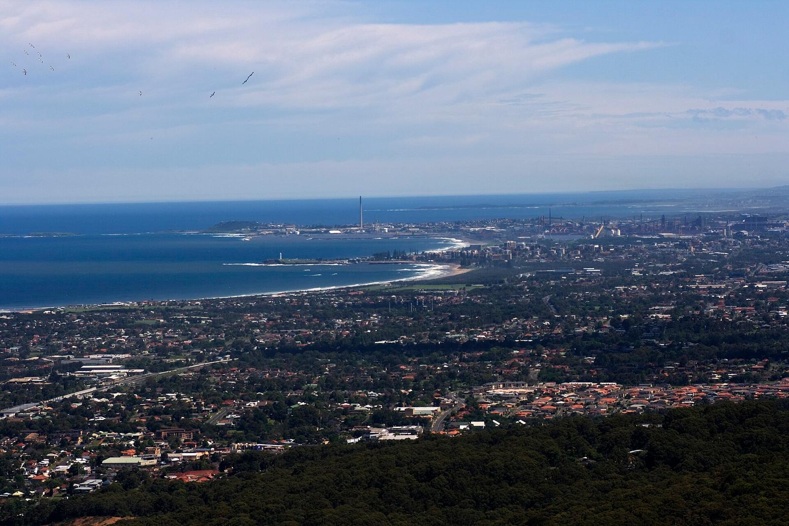 Wollongong's Dramatic Forested Escarpment Towers Over City Below
